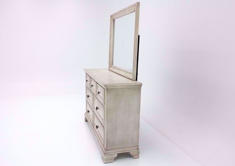 Distressed White Passages Dresser with Mirror Showing the Side View | Home Furniture Plus Bedding