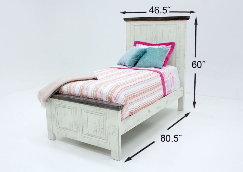 Distressed Whitewash White Allie Twin Size Bed Dimensions | Home Furniture Plus Mattress