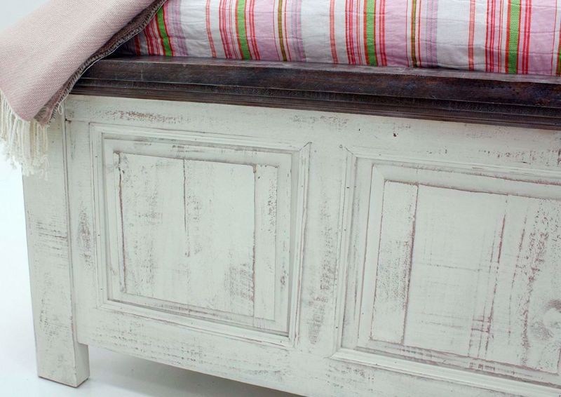 Distressed Whitewash White Allie Twin Size Bed Showing the Footboard | Home Furniture Plus Mattress