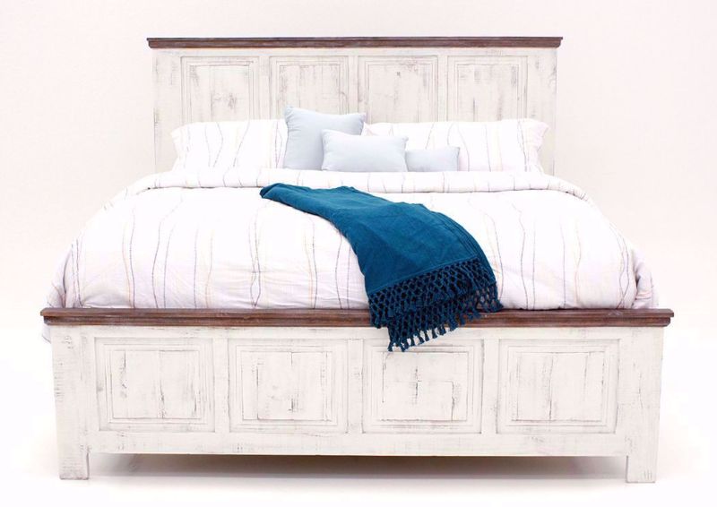 Distressed Whitewash White Allie Full Size Bed Facing Front | Home Furniture Plus Bedding