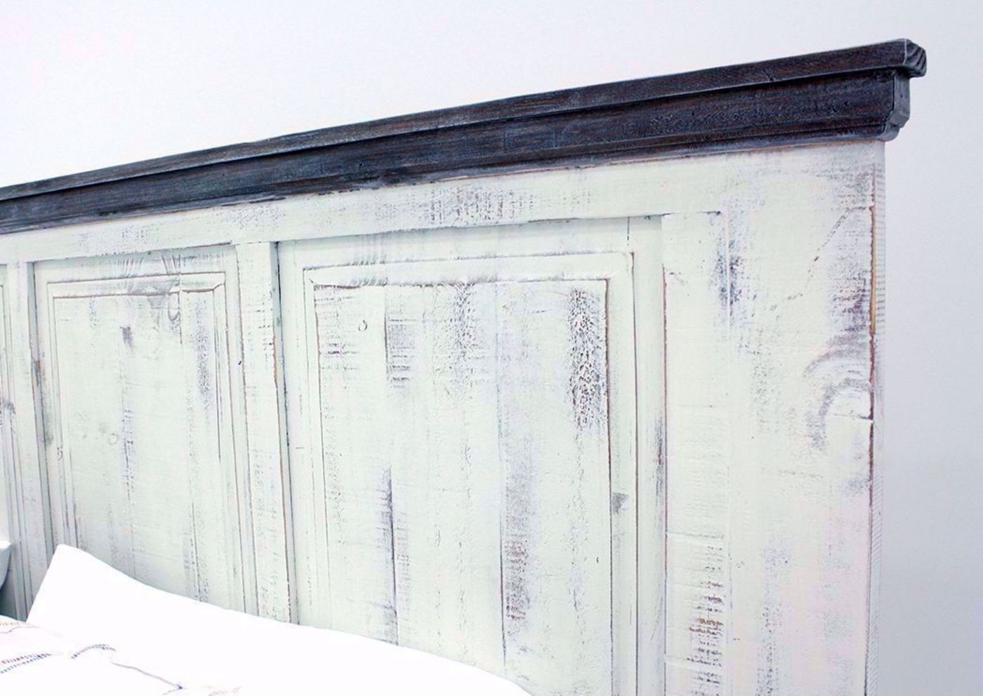 Distressed Whitewash White Allie Full Size Bed Showing the Headboard | Home Furniture Plus Bedding