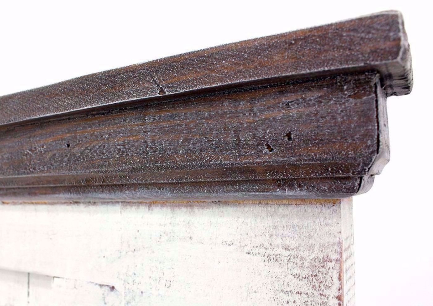 Distressed Whitewash White Allie Full Size Bed Showing the Headboard Detail | Home Furniture Plus Bedding