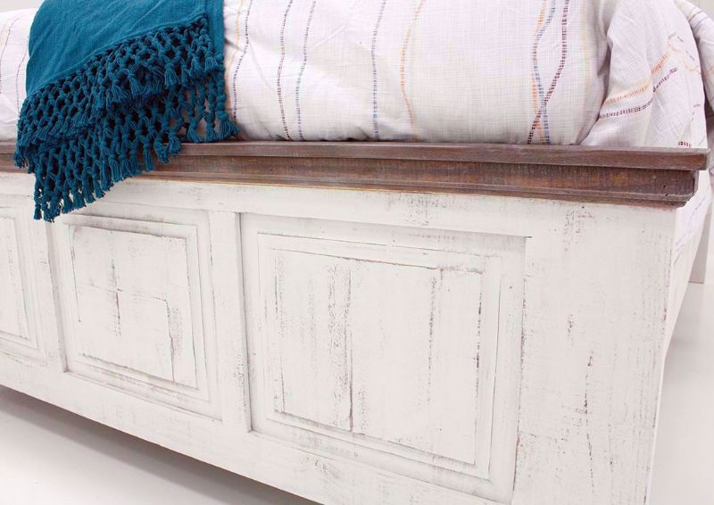 Distressed Whitewash White Allie Full Size Bed Showing the Footboard | Home Furniture Plus Bedding
