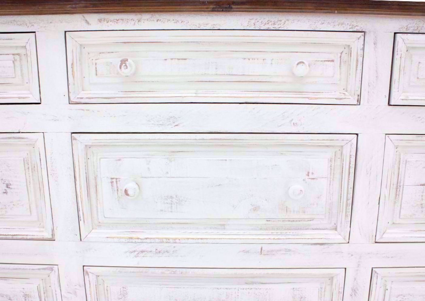 Whitewash White Allie Dresser with Mirror Showing the Drawer Fronts | Home Furniture Plus Bedding