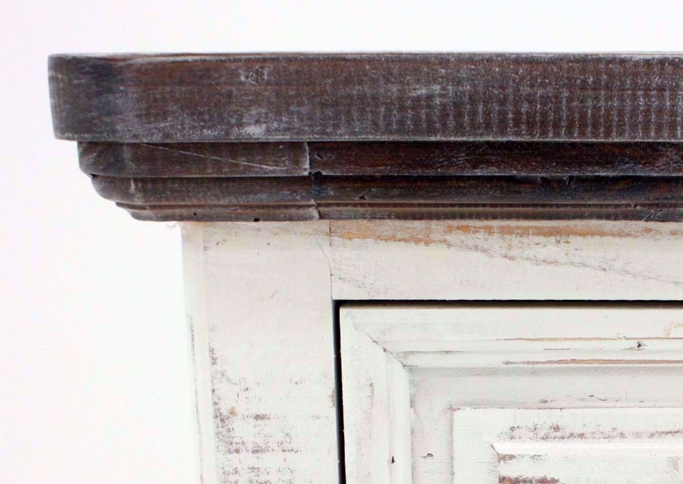 Whitewash White Allie Chest of Drawers Showing the Brown Corner Finish | Home Furniture Plus Bedding