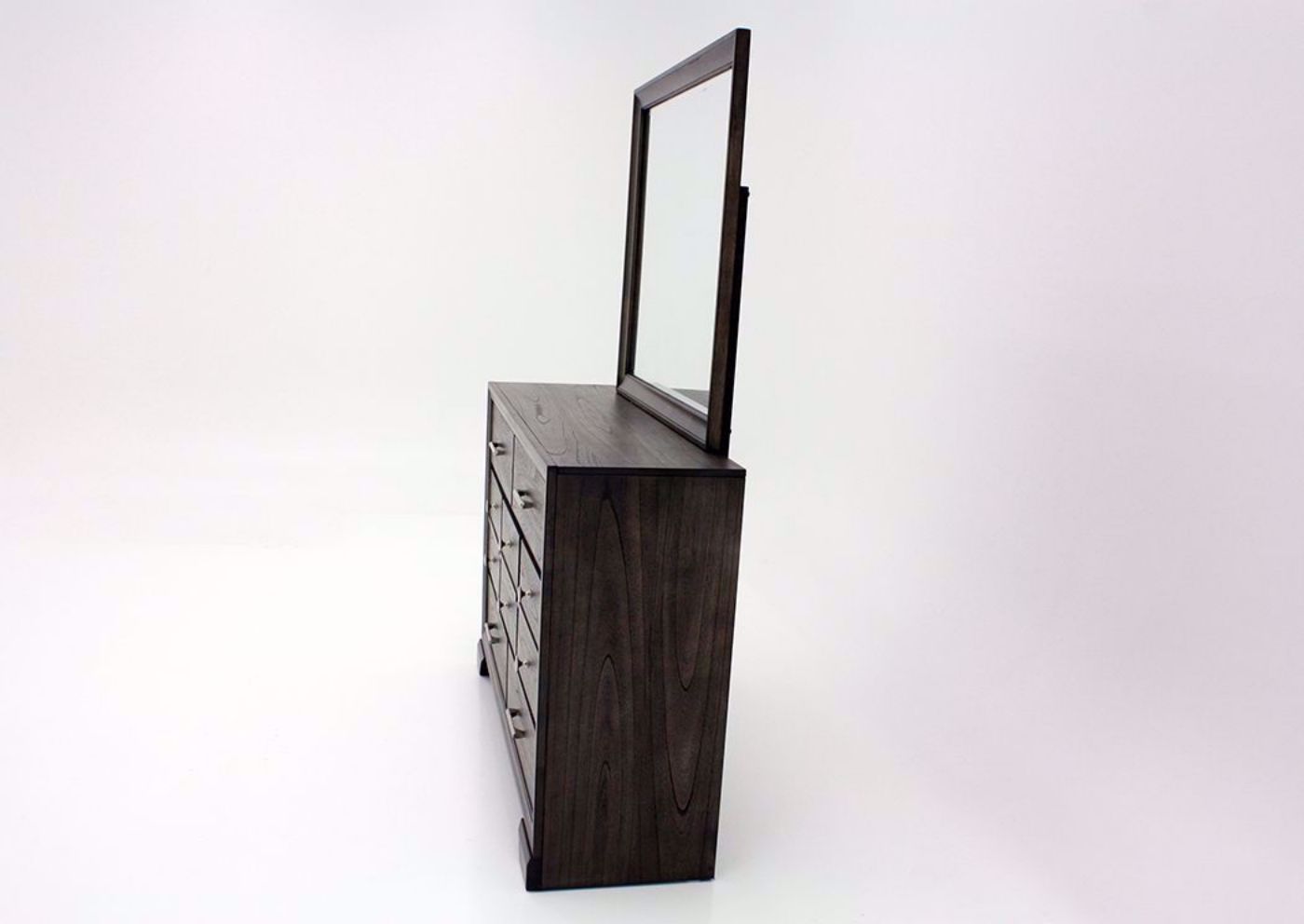 Dark Brown Jaymes Dresser with Mirror Showing the Side View | Home Furniture Plus Mattress
