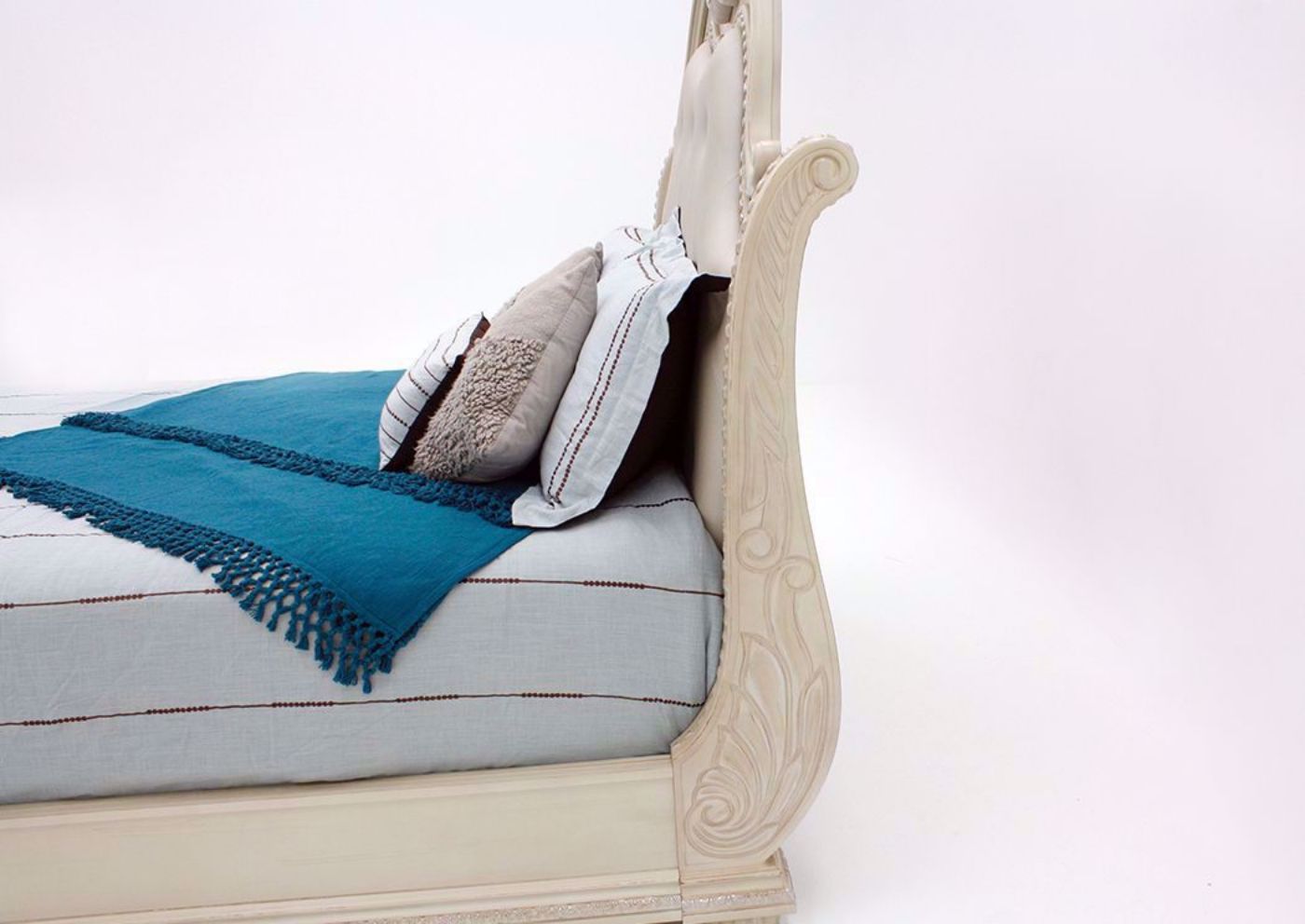 Stanley Queen Size Bed, White, Side View | Home Furniture Plus Mattress