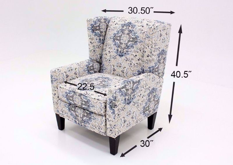 Sabra Bluebell Recliner with a Multi-Color Patterned Upholstery, Dimensions | Home Furniture Plus Bedding