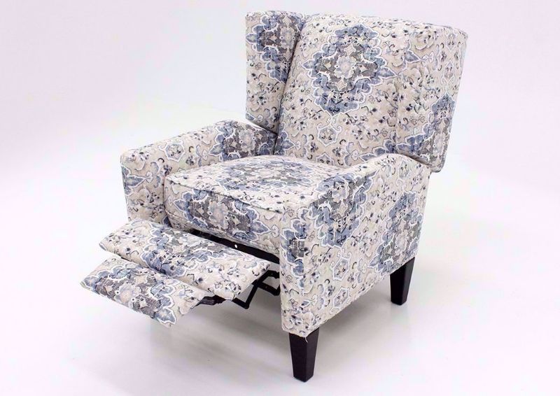Sabra Bluebell Recliner with a Multi-Color Patterned Upholstery at an Angle with the Chaise Open | Home Furniture Plus Bedding