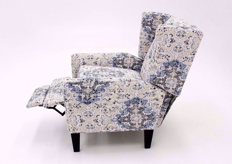 Sabra Bluebell Recliner with a Multi-Color Patterned Upholstery Showing the Side View with the Chaise Open | Home Furniture Plus Bedding