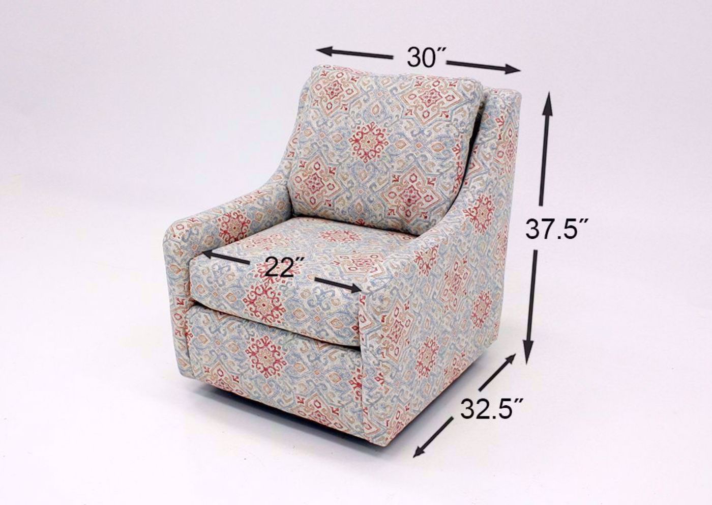 Becca Swivel Glider Chair With a Multi-Color Patterned Upholstery, Dimensions | Home Furniture Plus Bedding
