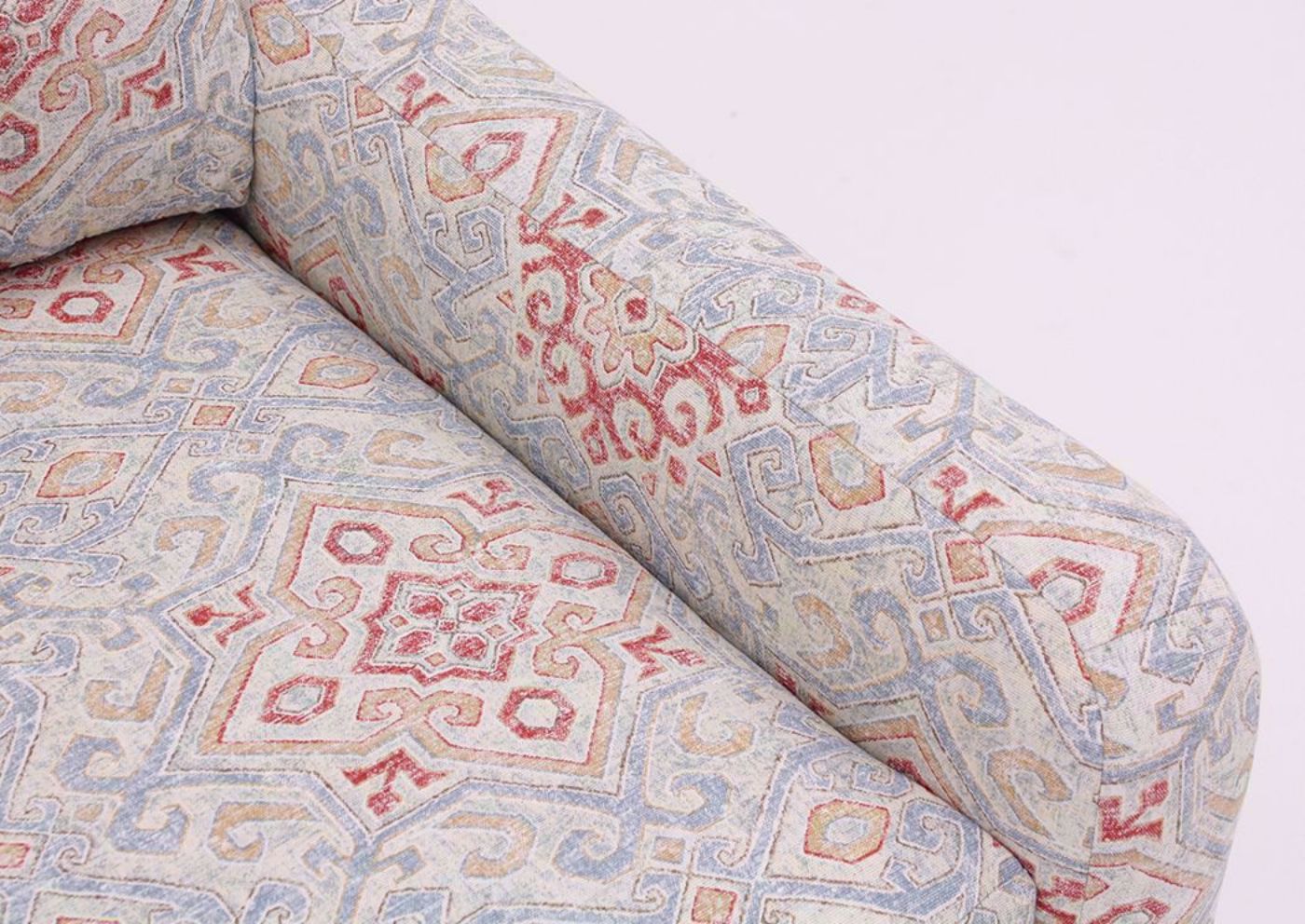 Becca Swivel Glider Chair With a Multi-Color Patterned Upholstery Showing the Arm Detail | Home Furniture Plus Bedding