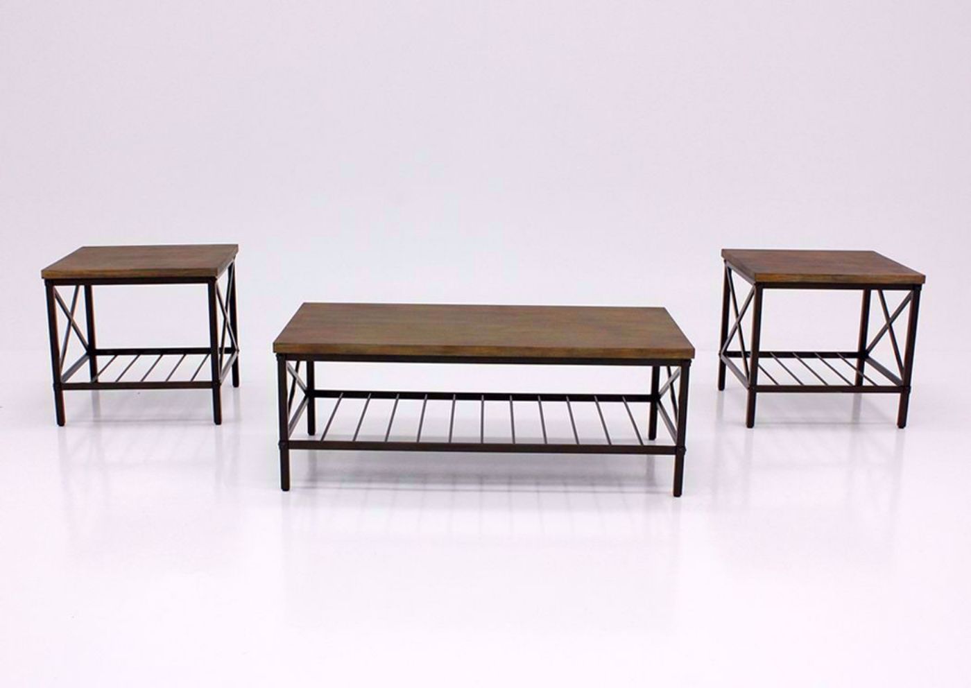 Black and Brown Brendon Coffee Table Set Showing Facing Front | Home Furniture Plus Mattress