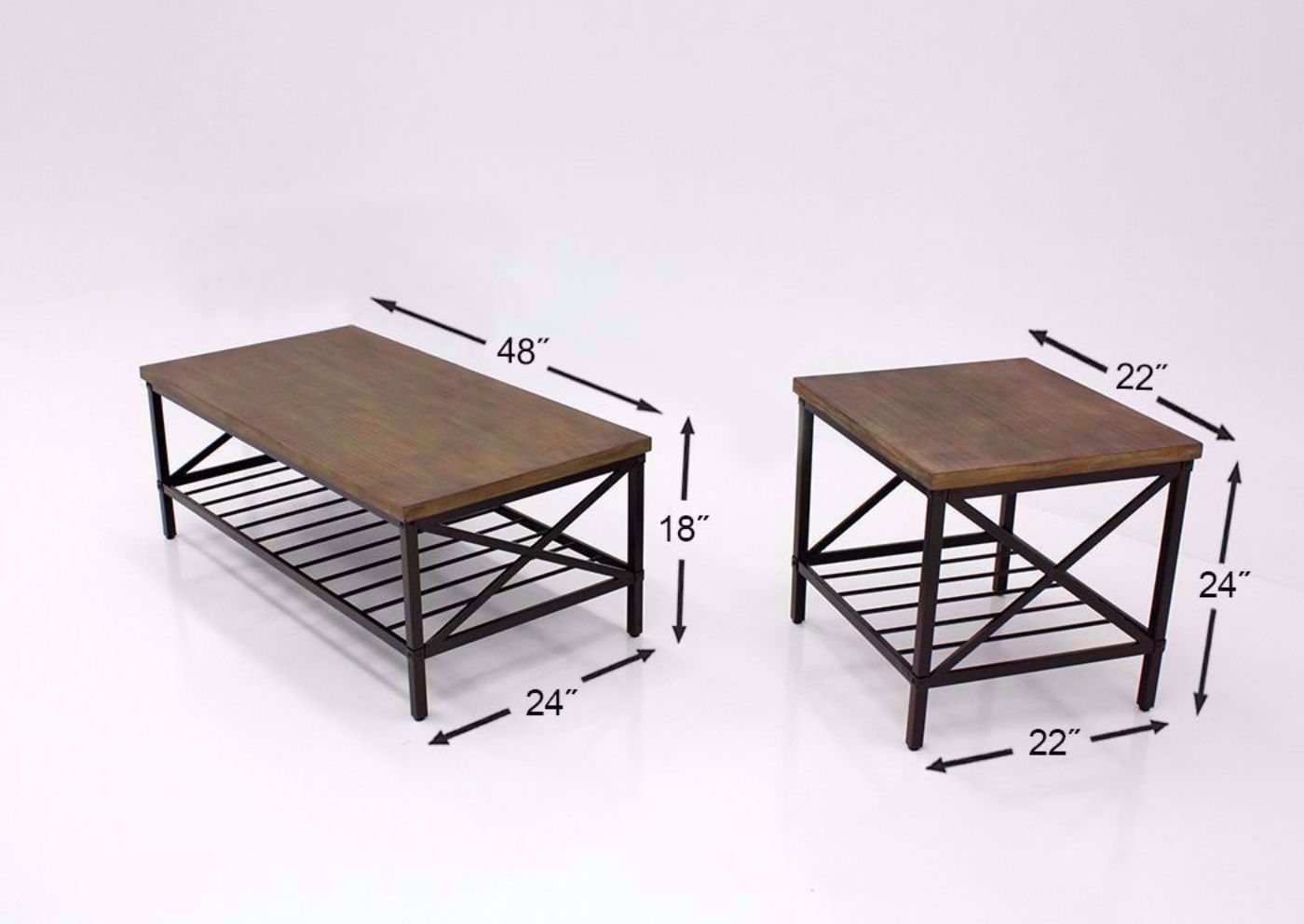 Black and Brown Brendon Coffee Table Set, Black, Coffee and End Table Dimensions | Home Furniture Plus Mattress