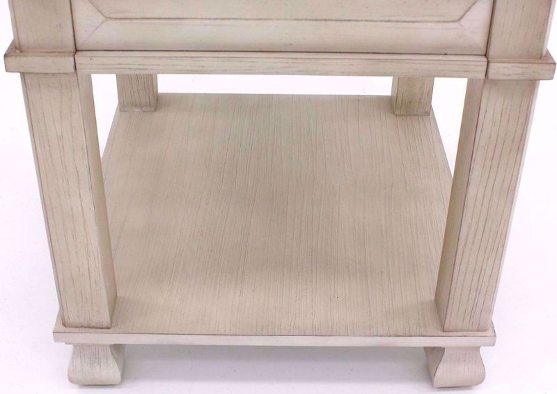 Antique White Passages End Table Showing the Lower Shelf | Home Furniture Plus Bedding