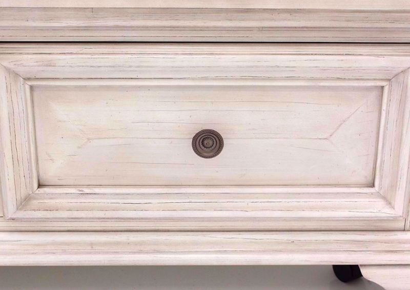 Antique White Passages Coffee Table Showing the Drawer Front and Knob | Home Furniture Plus Bedding