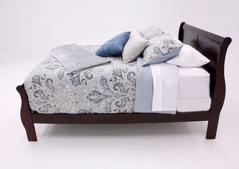 Louis Philippe King Bed, Cherry Brown, Side View | Home Furniture Plus Bedding