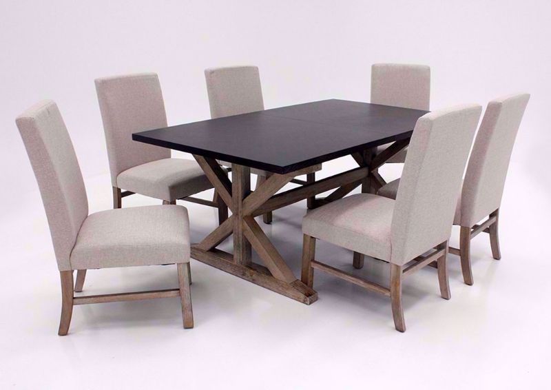Brown Two-Tone Jefferson 7 Piece Dining Table Set at an Angle | Home Furniture Plus Bedding