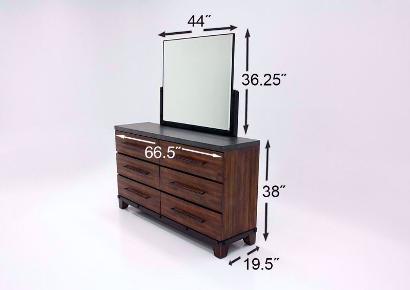 Warm Brown Silo Dresser with Mirror Dimensions | Home Furniture Plus Bedding