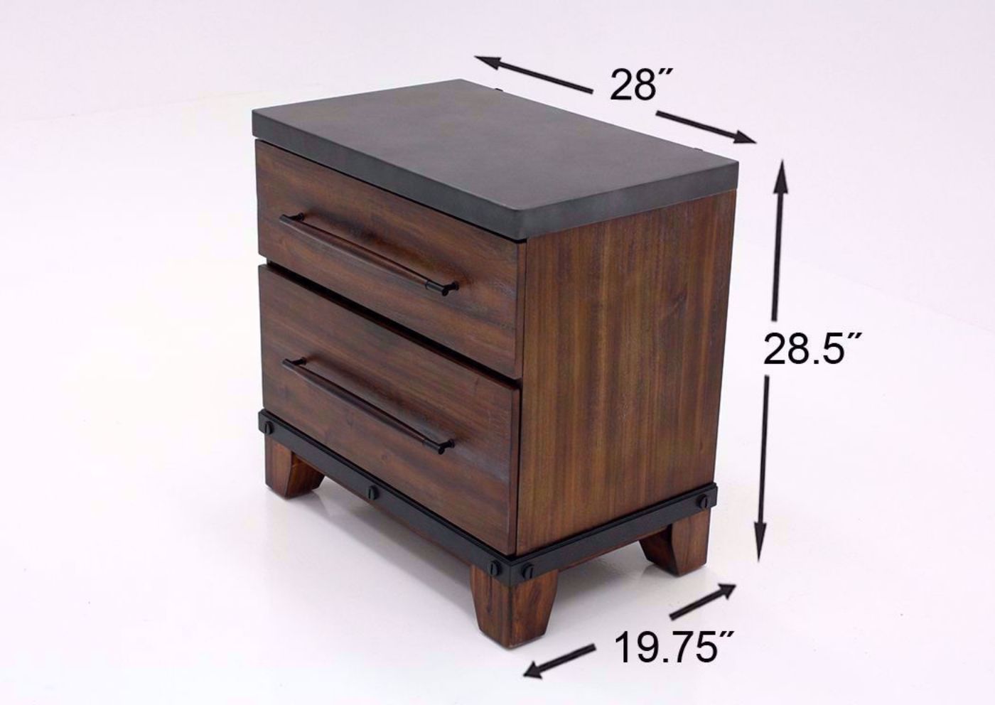 Dark Brown Silo Bedroom Set Showing the Nightstand Dimensions | Home Furniture Plus Bedding