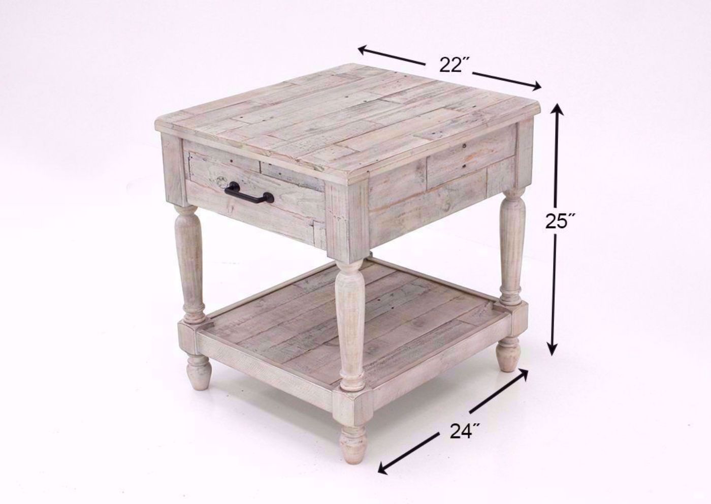 Dimension Details on the White Shawnalore End Table by Ashley Furniture | Home Furniture Plus Bedding
