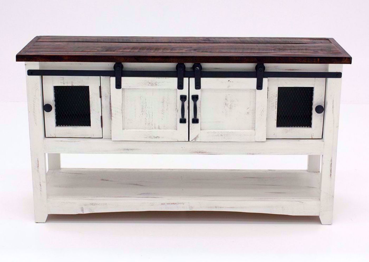 White and Brown Pueblo Sofa/Console Table Facing Front | Home Furniture Plus Bedding