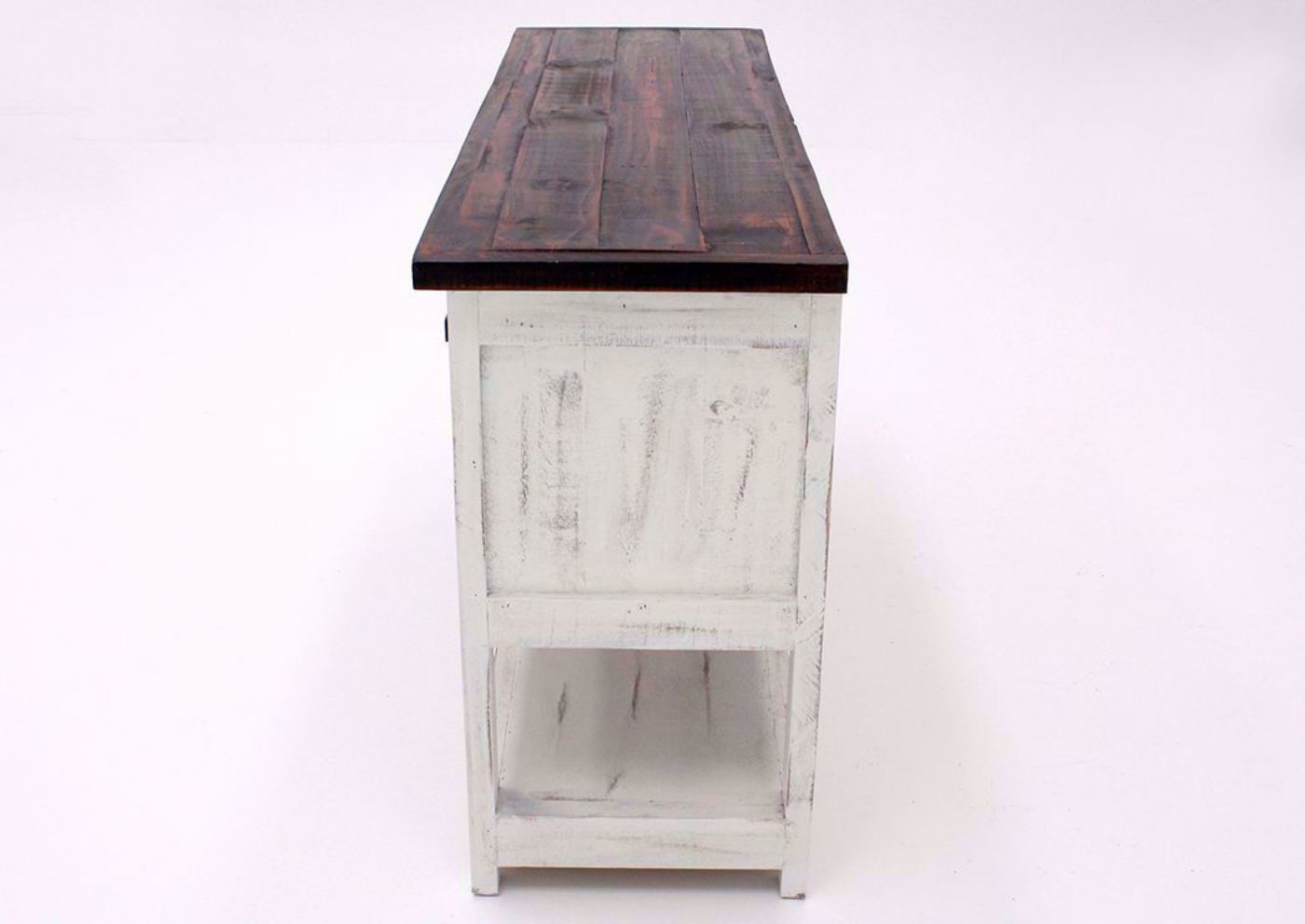 White and Brown Pueblo Sofa/Console Table Showing the Side View | Home Furniture Plus Bedding
