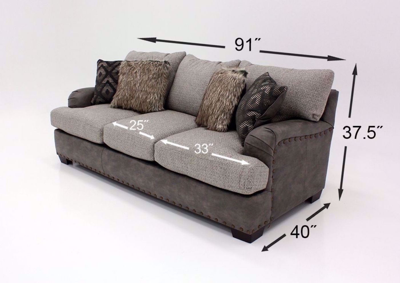Brewhouse Sofa, Taupe Brown, Dimensions | Home Furniture Plus Bedding