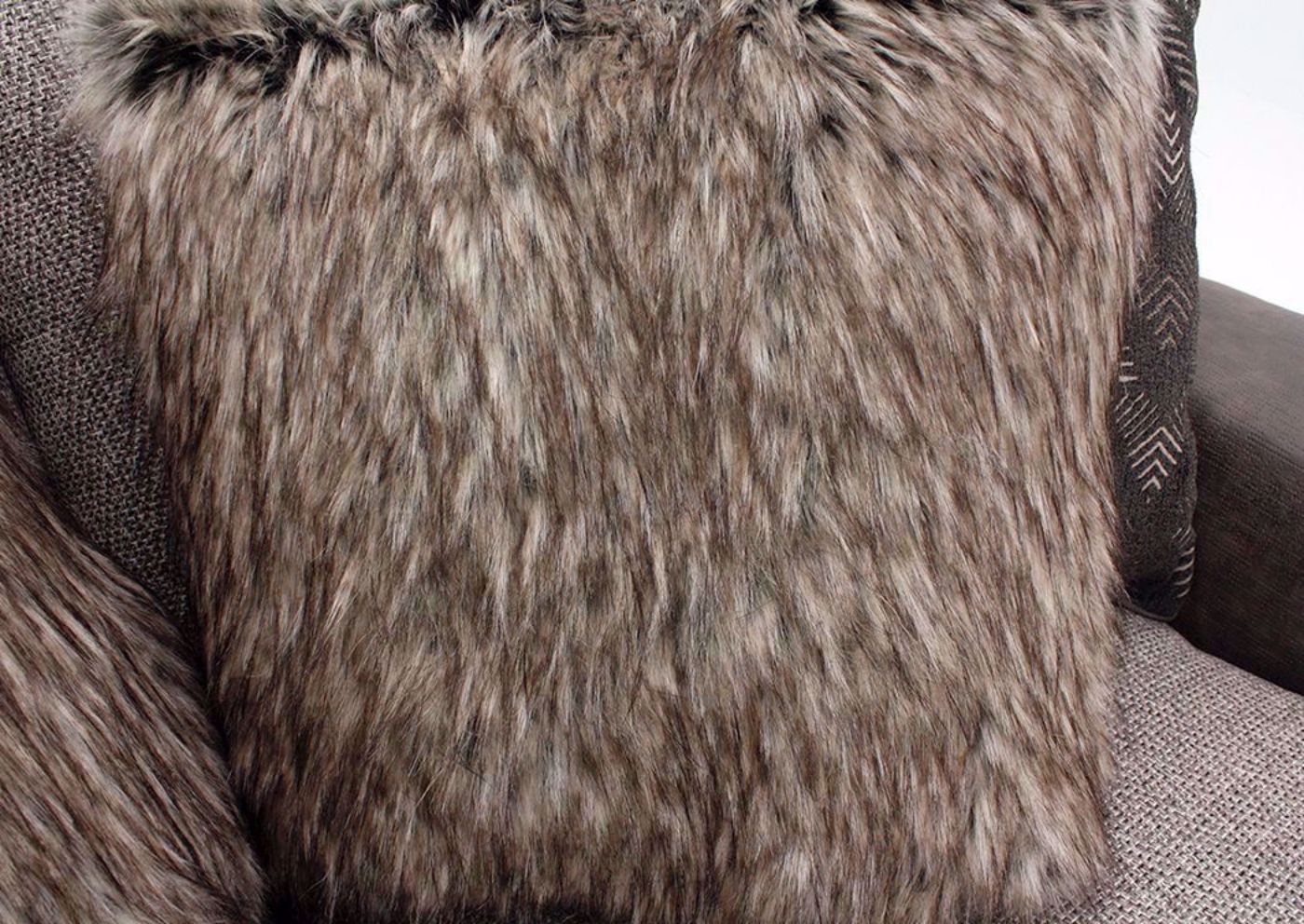 Brewhouse Sofa, Taupe Brown, Faux Fur Pillow | Home Furniture Plus Bedding