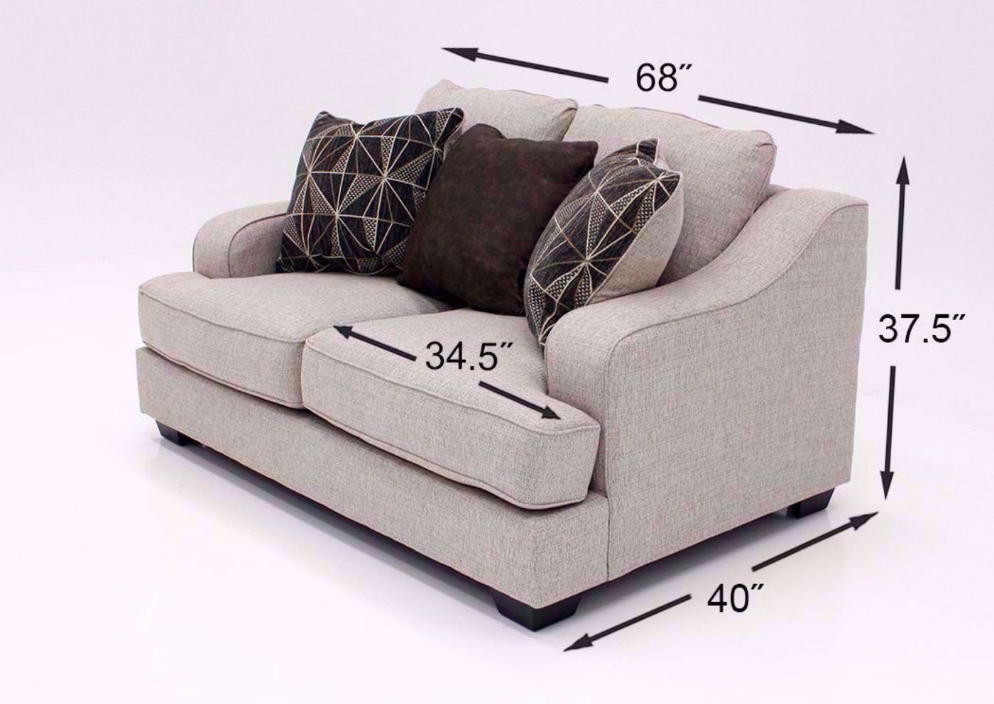 Dimension Details on the Off White Marciana Loveseat by Ashley Furniture | Home Furniture Plus Bedding