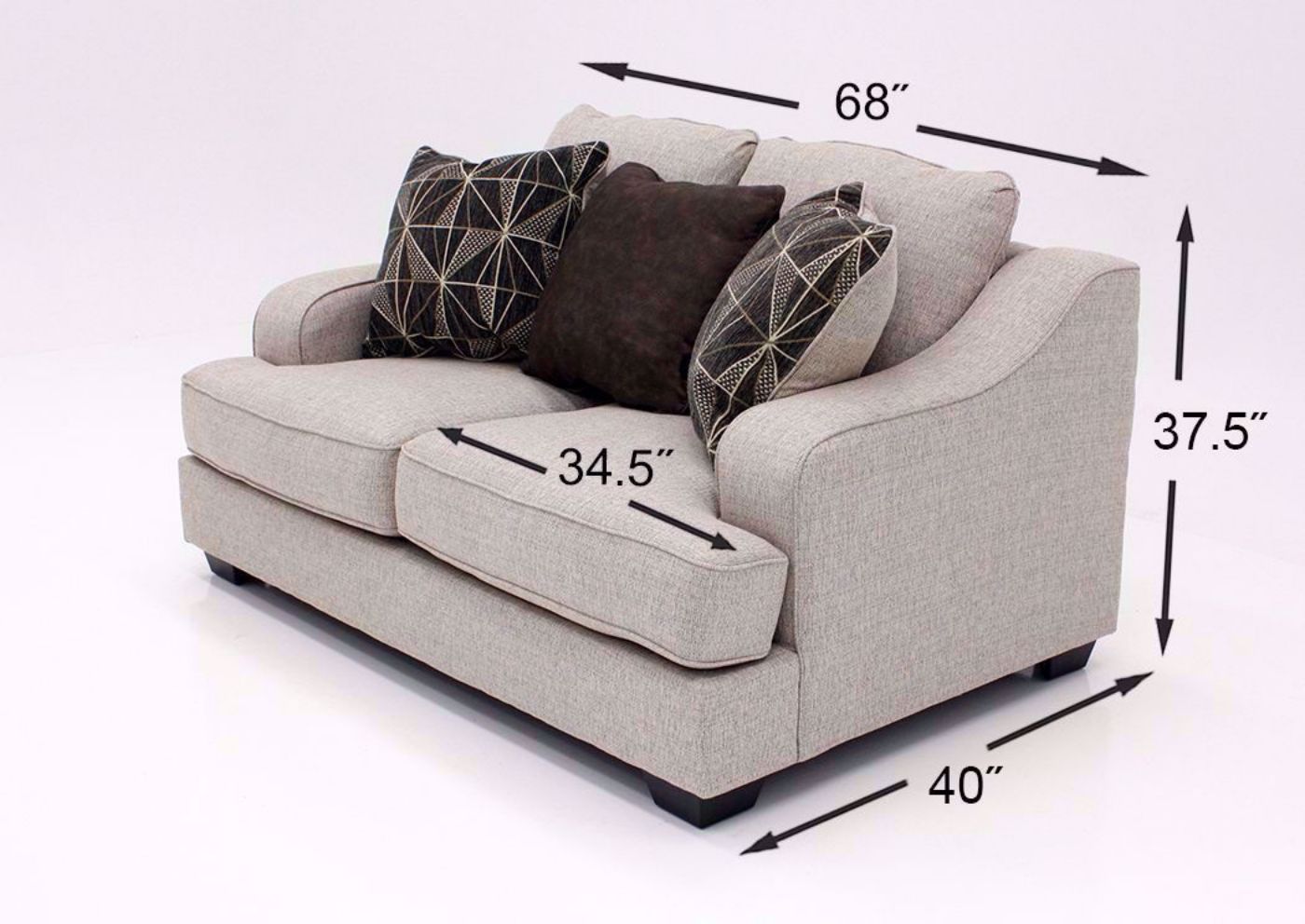 Dimension Details on the Off White Marciana Loveseat by Ashley Furniture | Home Furniture Plus Bedding
