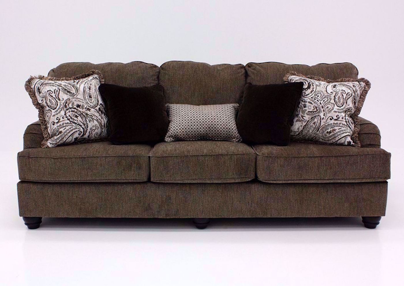 Braemer Sleeper Sofa by Ashley Furniture Covered in Lush Brown Upholstery | Home Furniture + Mattress