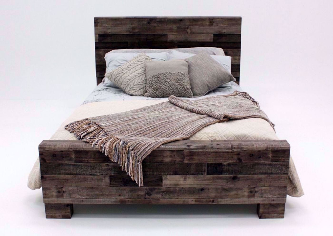 View from Footboard to Headboard of the Gray Brown Derekson Full Size Bed by Ashley Furniture | Home Furniture Plus Bedding