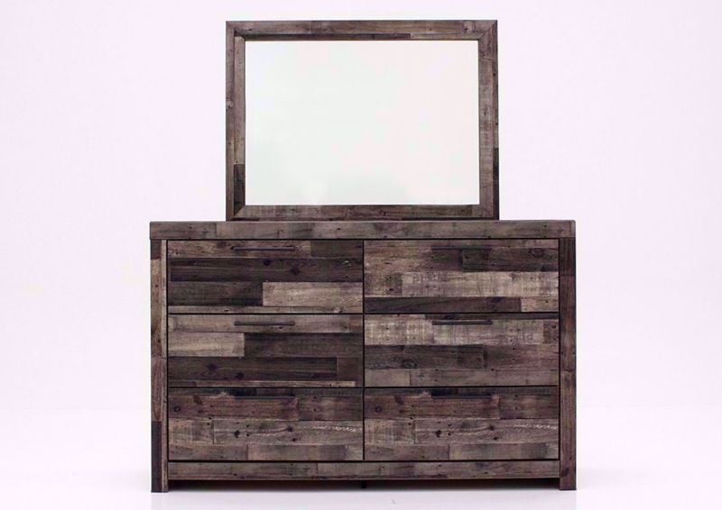 Rustic Gray Brown Derekson Dresser with Mirror with 6 Drawers by Ashley Furniture Facing Brown | Home Furniture Plus Bedding