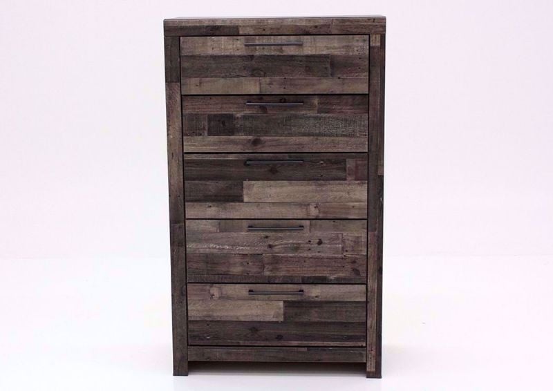 Rustic Gray Brown 5 Drawer Derekson Chest of Drawers by Ashley Furniture Facing Front | Home Furniture Plus Bedding