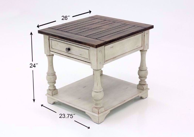 White and Brown Morgan Creek End Table Dimensions | Home Furniture Plus Mattress