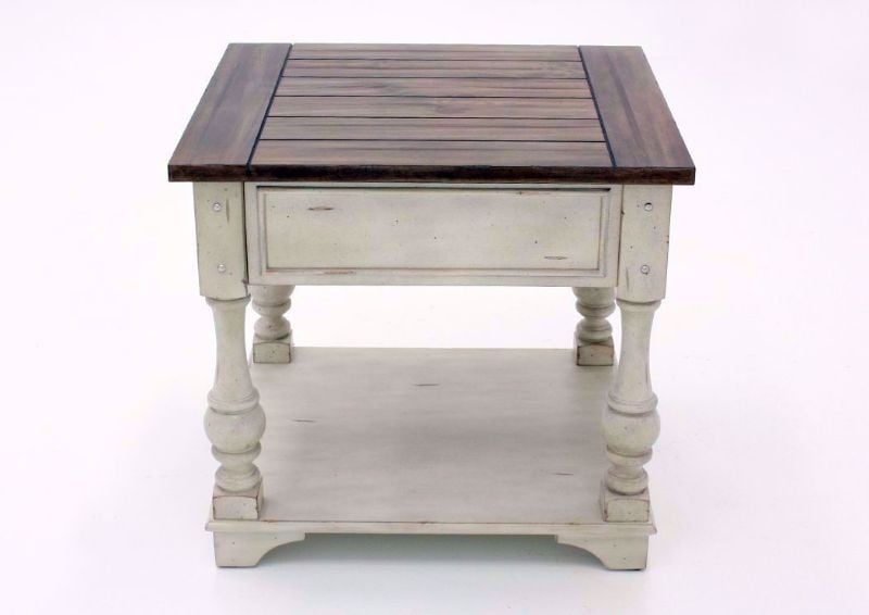White and Brown Morgan Creek End Table Showing the Side View | Home Furniture Plus Mattress