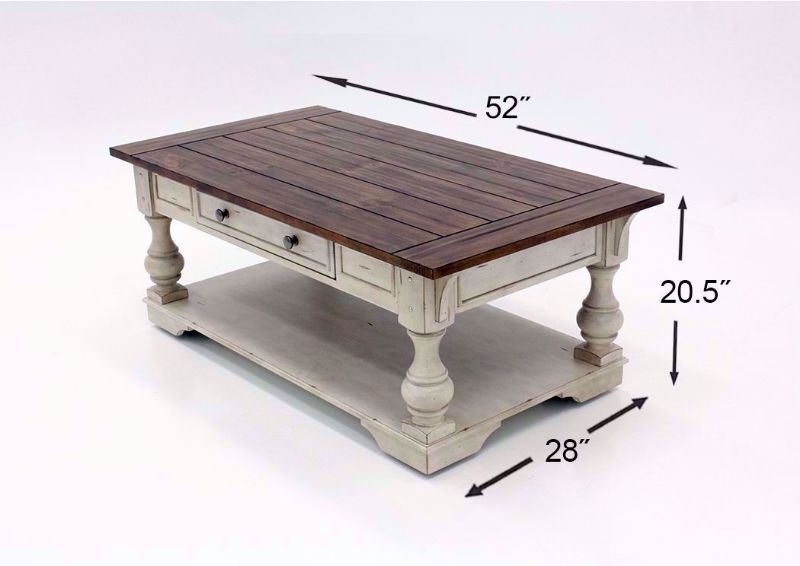 White and Brown Morgan Creek Coffee Table Dimensions | Home Furniture Plus Mattress