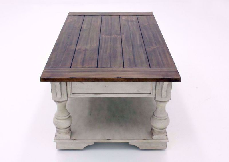 White and Brown Morgan Creek Coffee Table Showing the Side View | Home Furniture Plus Mattress