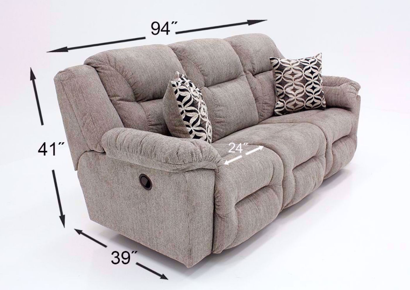 Donnelly Reclining Sofa, Tan, Dimensions | Home Furniture Plus Bedding