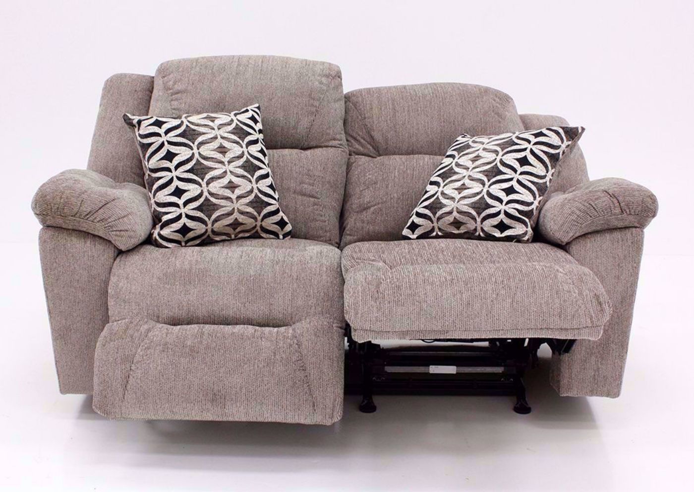 Front Facing View of Partially Reclined Dual Recliners on the Tan Donnelly Power Activated Loveseat by Franklin | Home Furniture Plus Bedding