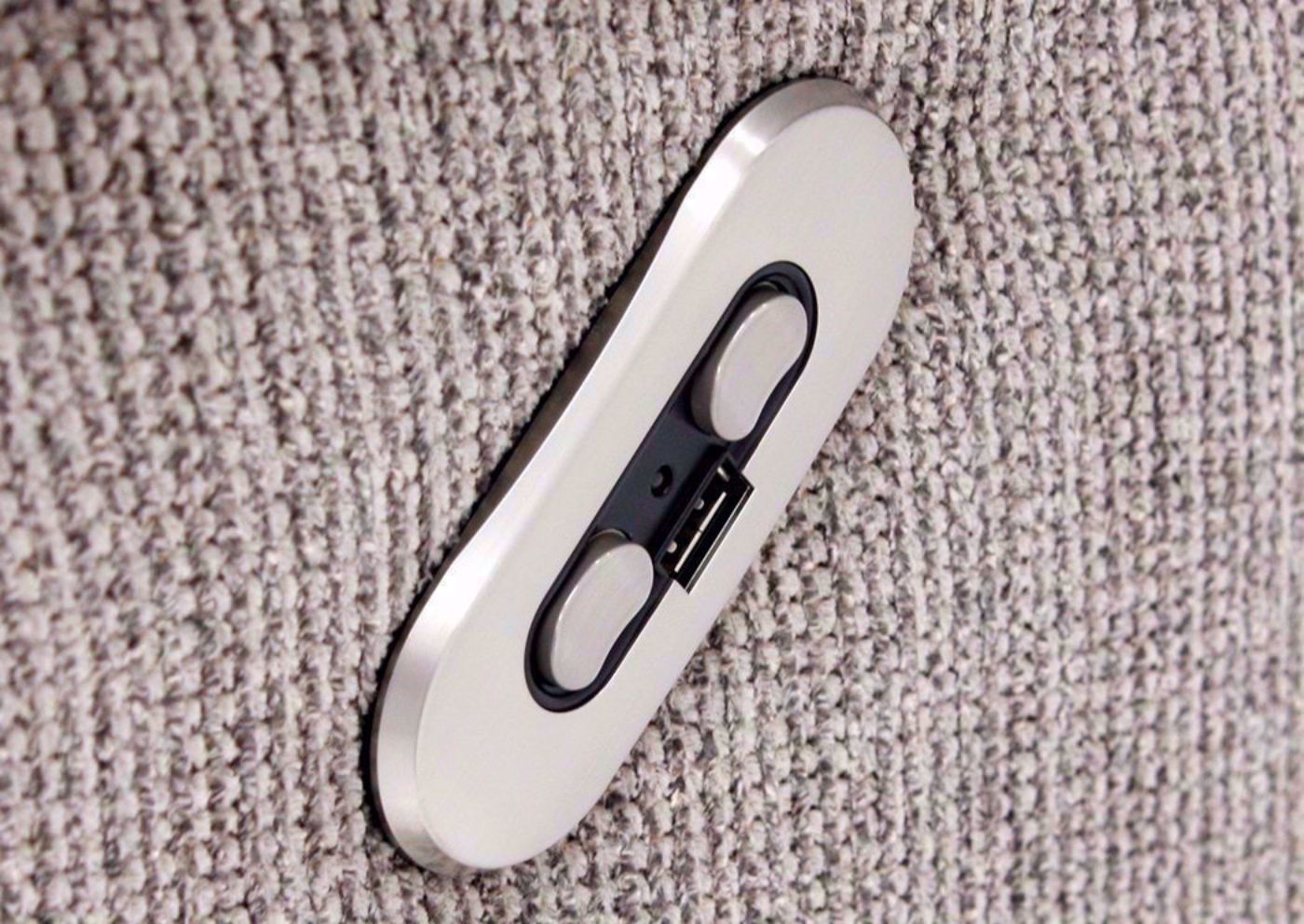 Close Up View of Power Activation Panel/Buttons and USB Charging Port feature for the Tan Donnelly Power Reclining Loveseat by Franklin | Home Furniture Plus Bedding