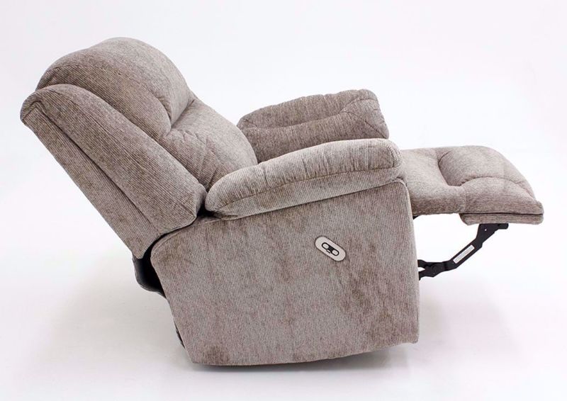 Side View of Partially Reclined Tan Donnelly Power Activated Recliner by Franklin | Home Furniture + Mattress
