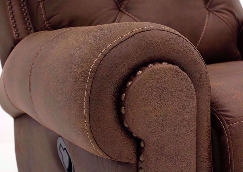 Brown Berkley Recliner Rolled Arm Detail | Home Furniture Plus Mattress
