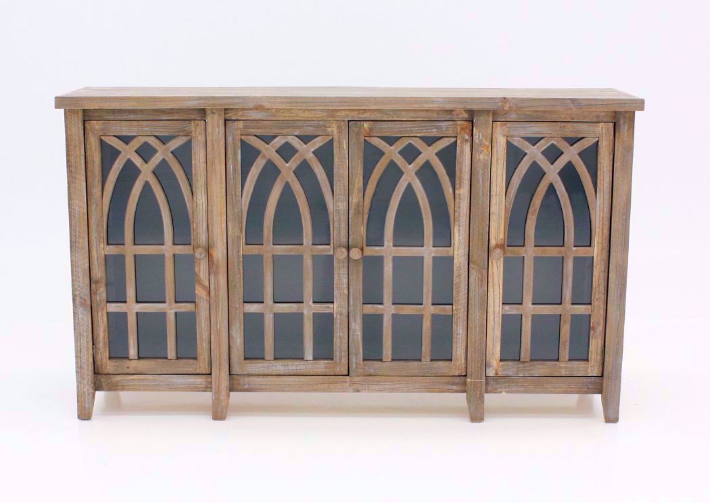 Light Brown Cathedral 4 Door Cabinet Facing Front | Home Furniture Plus Bedding