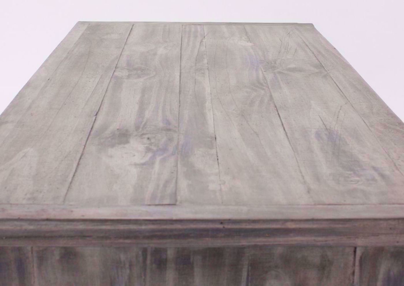 Distressed Gray Cathedral 2 Door Cabinet Showing the Top Detail | Home Furniture Plus Bedding