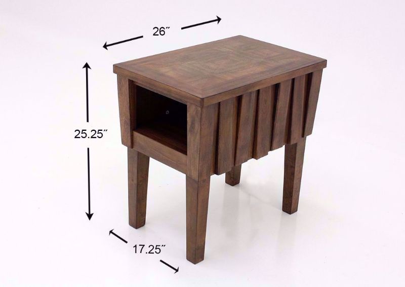 Dimension Details on the Light Brown Rowenbeck Chairside End Table by Ashley Furniture | Home Furniture Plus Bedding