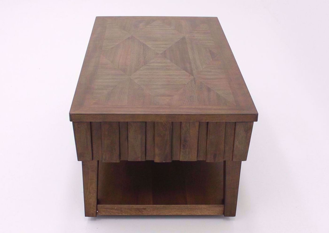 Top and Side View of the Light Brown Rowenbeck Lift Top Coffee Table by Ashley Furniture | Home Furniture Plus Bedding