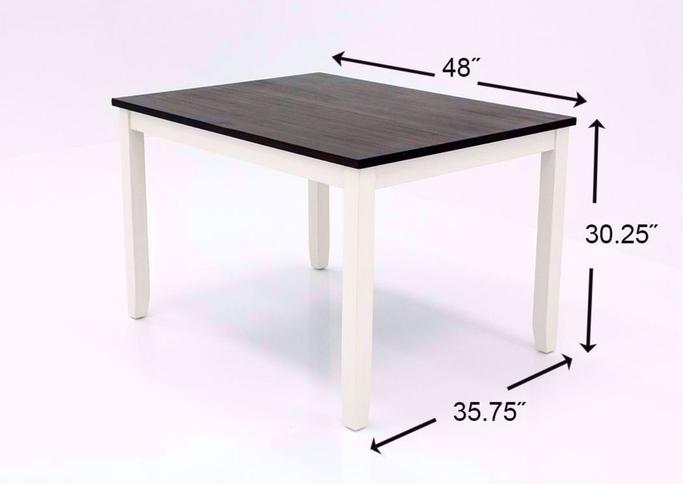 Off White Two-Tone Martin Dining Table Set Showing the Table Dimensions | Home Furniture Plus Bedding