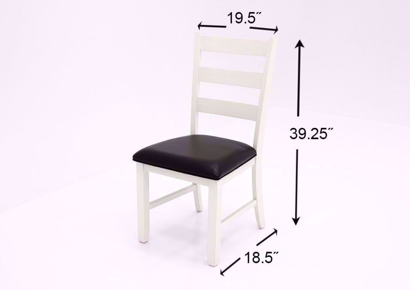 Off White Two-Tone Martin Dining Table Set Showing the Side Chair Dimensions | Home Furniture Plus Bedding